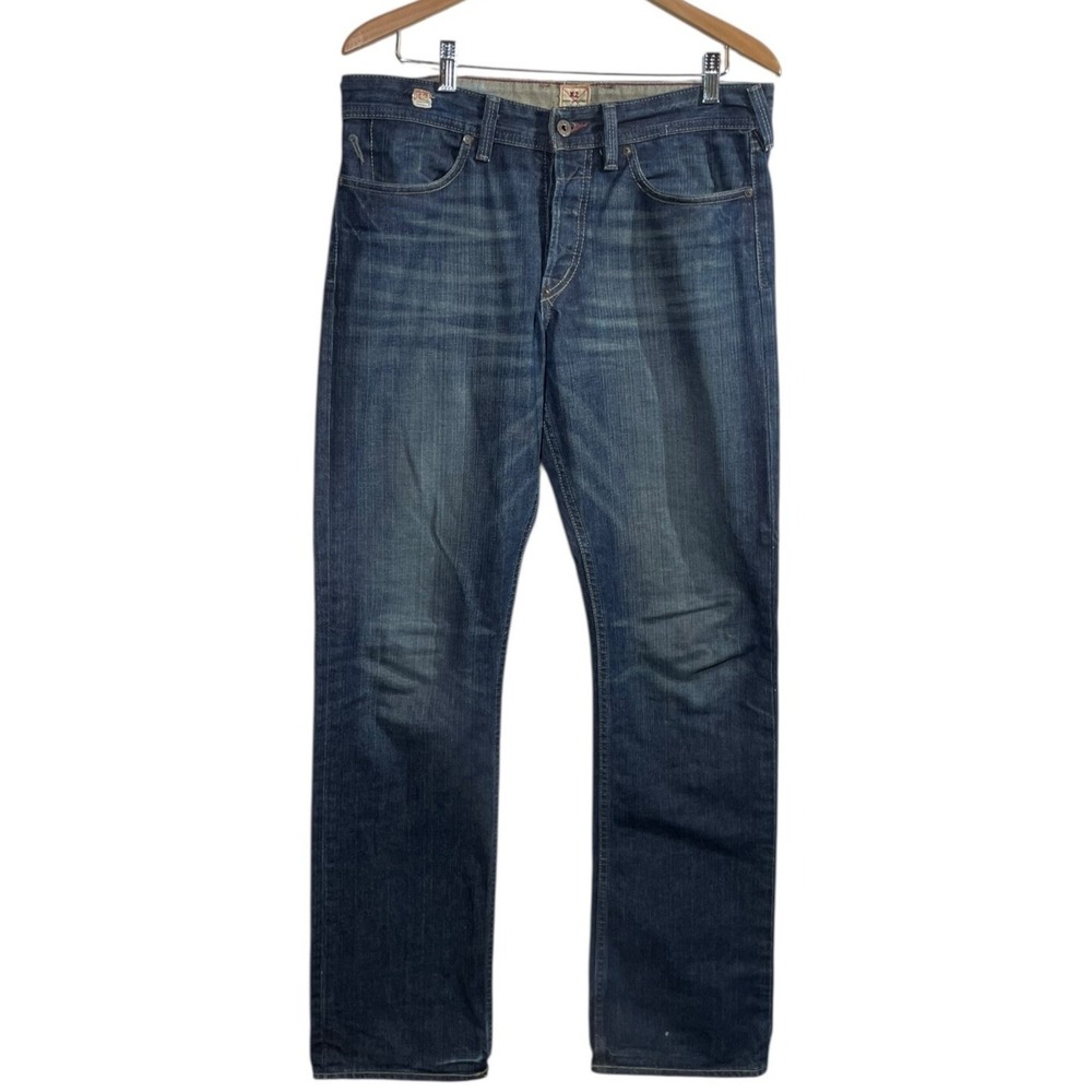 Vintage Y2K Express Jeans Men 34x34 *FITS 35x34 X2 M11 Straight Leg Blue‎ 90s